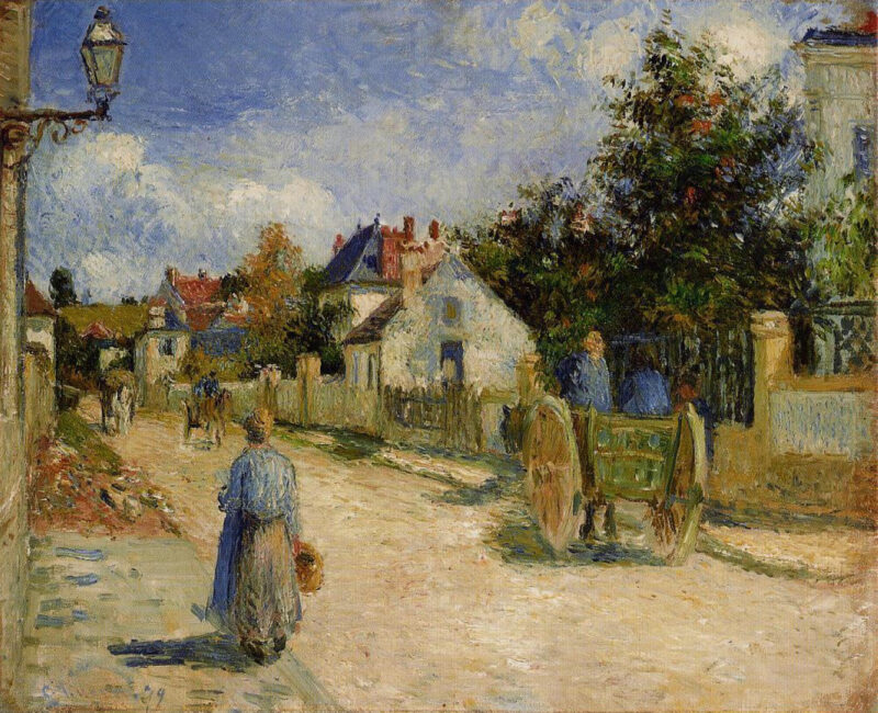 A Street in Pontoise (1879) - Camille Pissarro Tablo