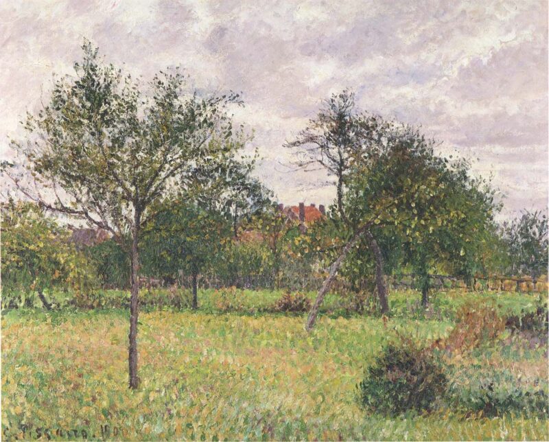 Afternoon in Eragny grey weather (1900) - Camille Pissarro Tablo