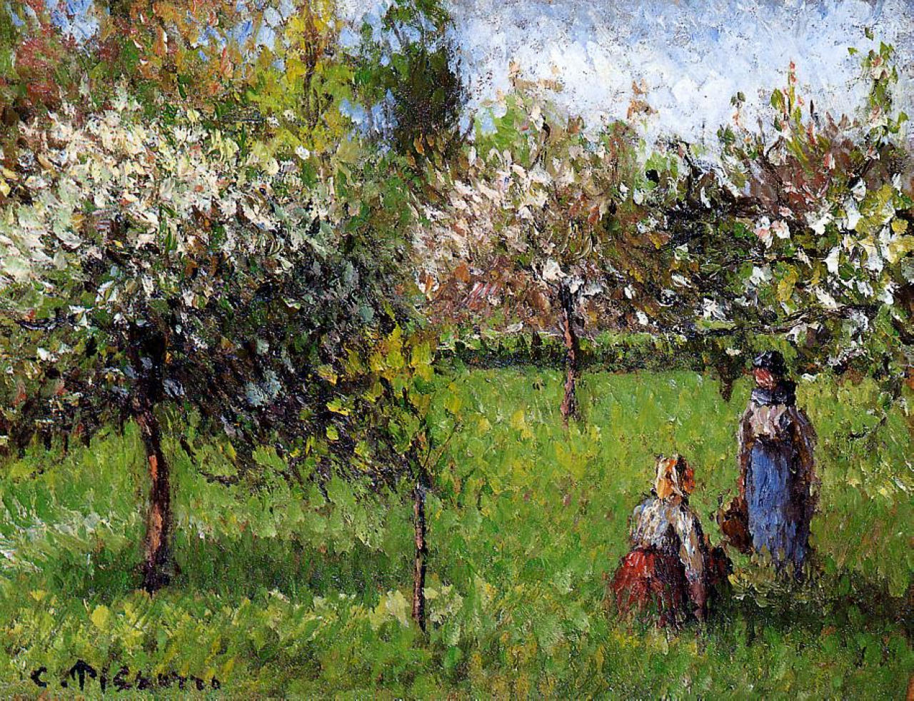 Apple Blossoms, Eragny (1900) - Camille Pissarro Tablo