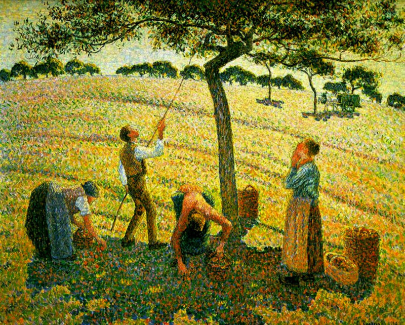 Apple Picking at Eragny sur Epte (1888) – Camille Pissarro Tablo