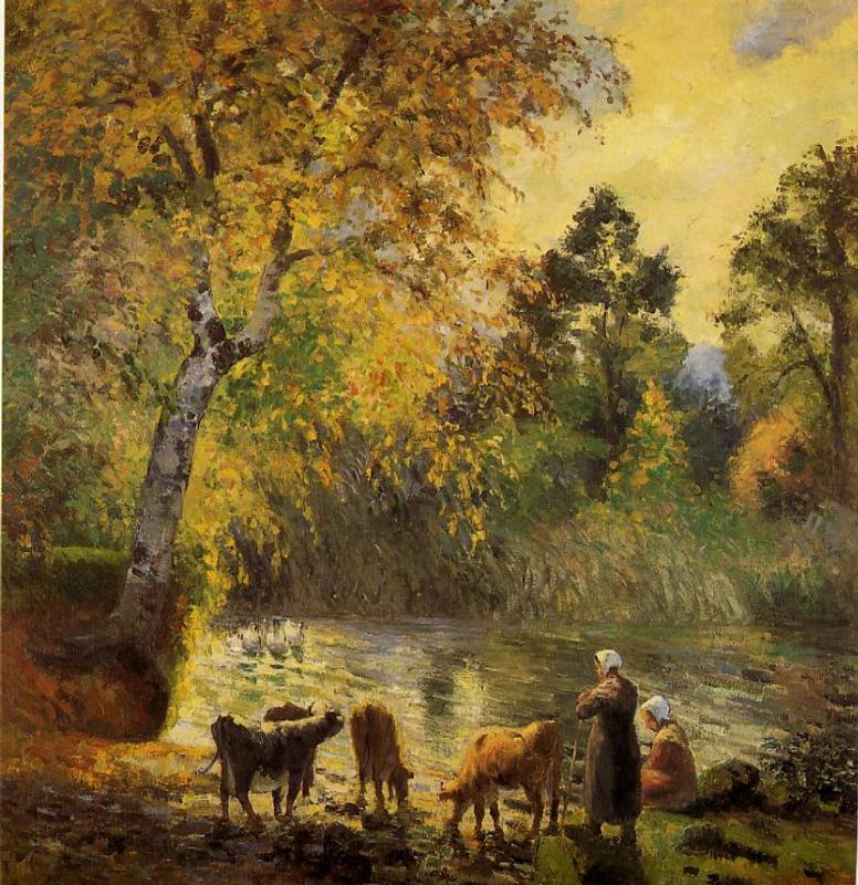 Autumn, Montfoucault Pond (1875) - Camille Pissarro Tablo