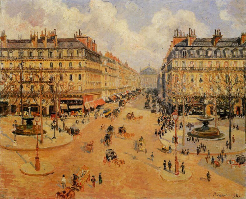 Avenue de l'Opera Morning Sunshine (1898) - Camille Pissarro Tablo