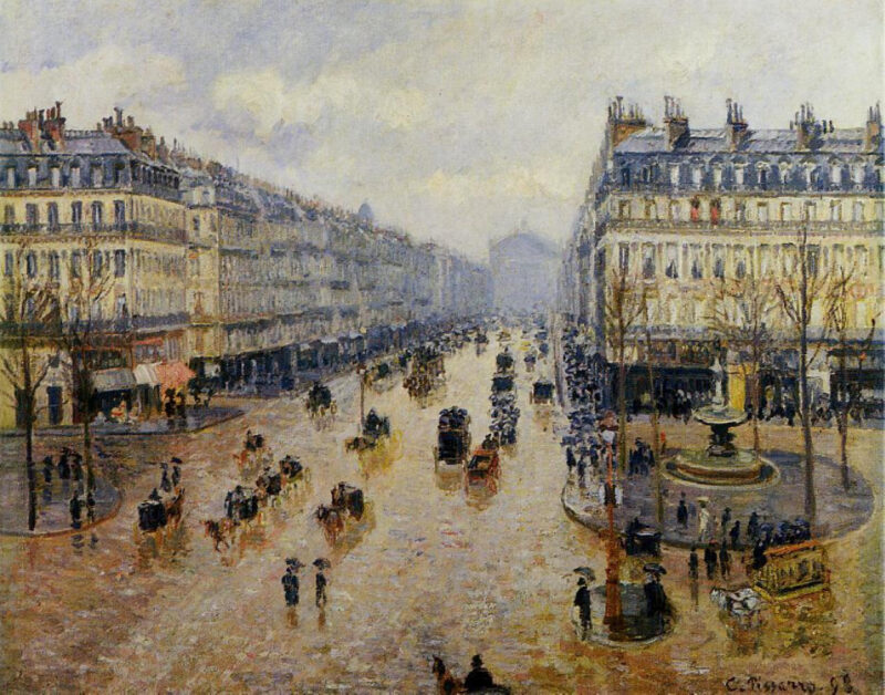 Avenue de l'Opera Rain Effect (1898) - Camille Pissarro Tablo
