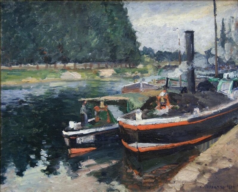 Barges on Pontoise (1876) – Camille Pissarro Tablo