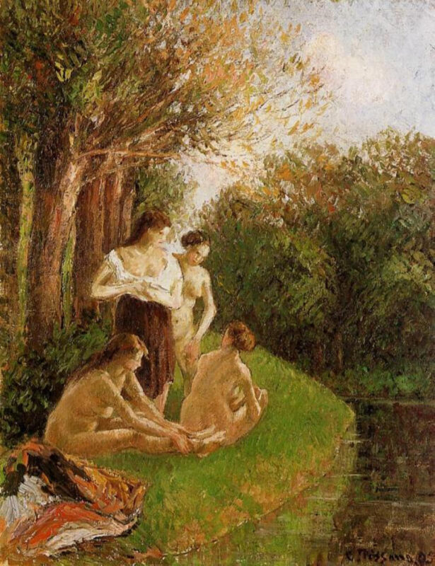 Bathers 2 (1895) - Camille Pissarro Tablo