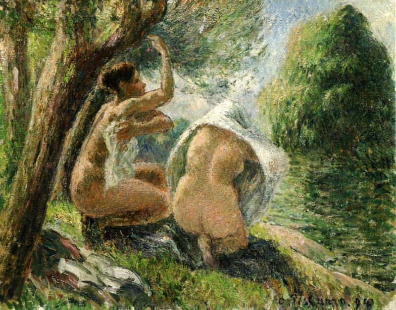 Bathers 3 (1894) - Camille Pissarro Tablo