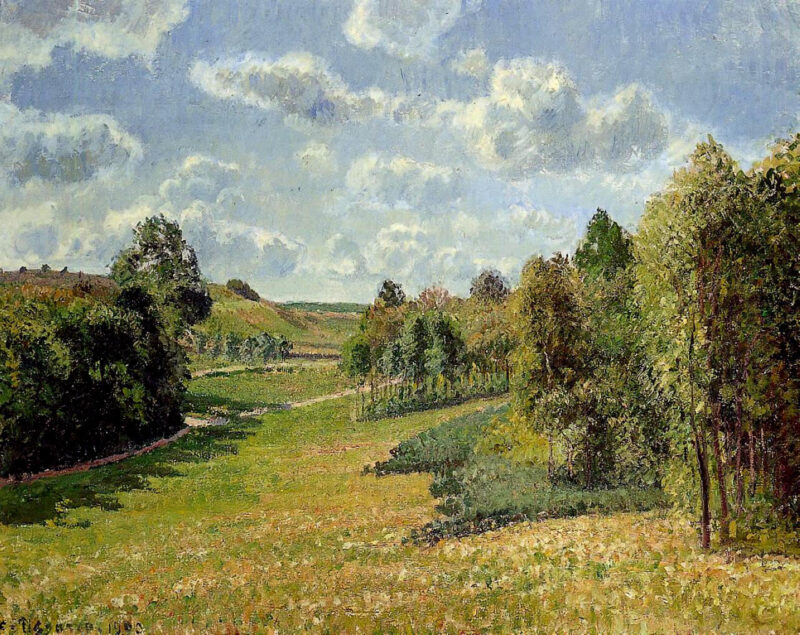 Berneval Meadows, Morning (1900) - Camille Pissarro Tablo