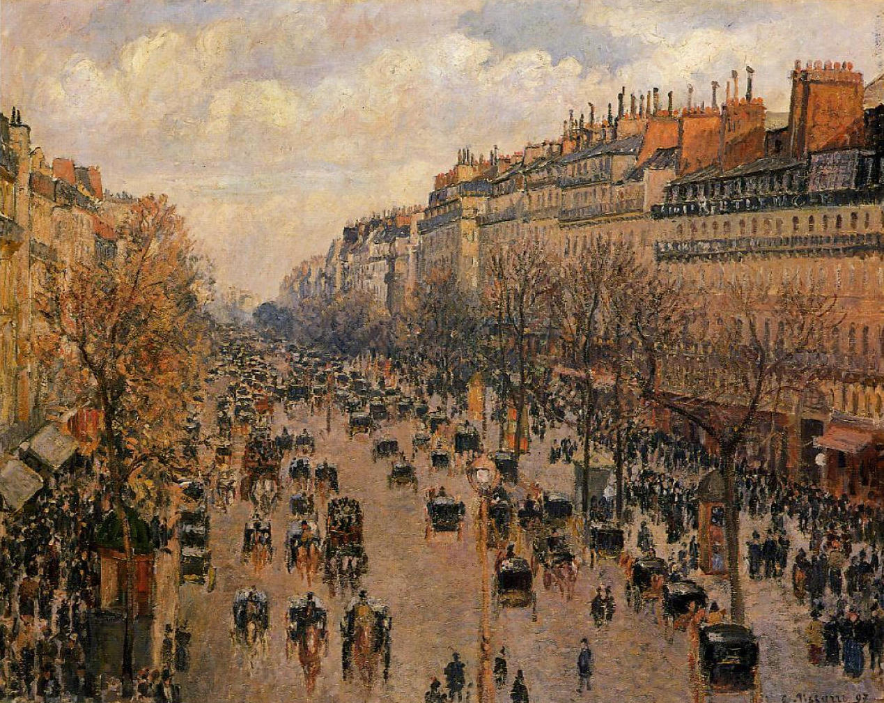 Boulevard Montmartre Afternoon, Sunlight (1897) - Camille Pissarro Tablo