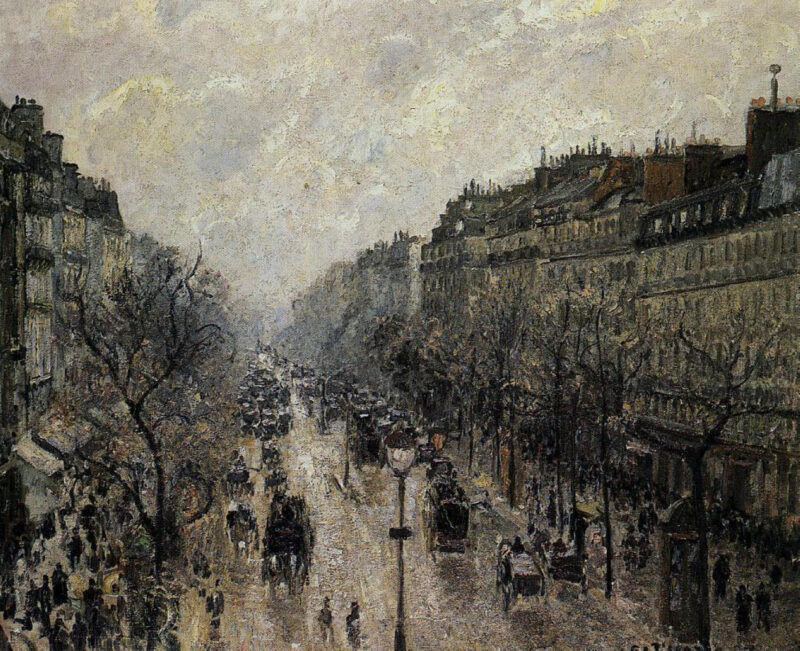 Boulevard Montmartre Foggy Morning (1897) - Camille Pissarro Tablo