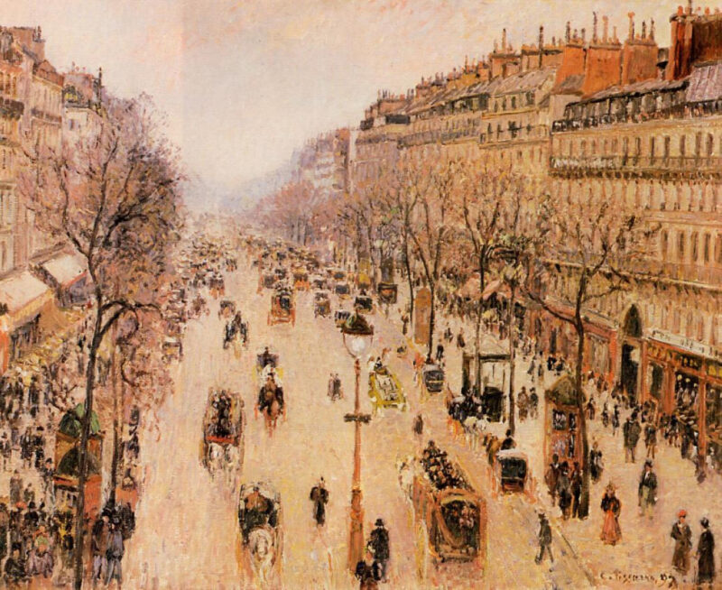 Boulevard Montmartre Morning, Grey Weather (1897) - Camille Pissarro Tablo