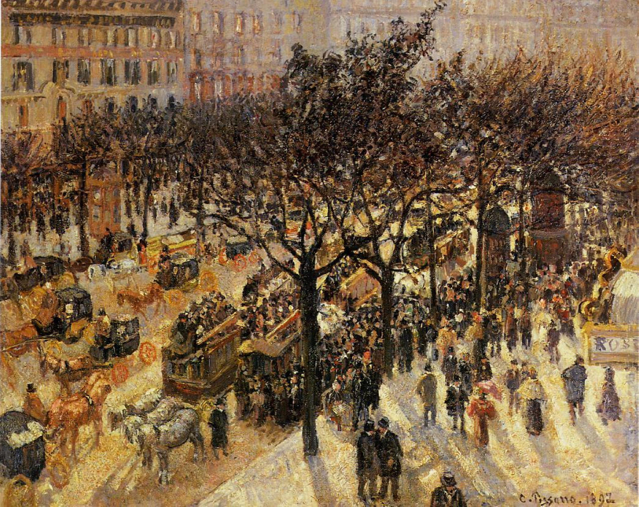 Boulevard des Italiens Afternoon (1897) - Camille Pissarro Tablo