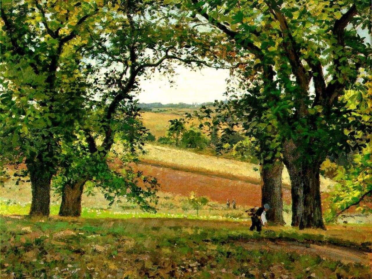 Chestnut Trees at Osny (1873) - Camille Pissarro Tablo