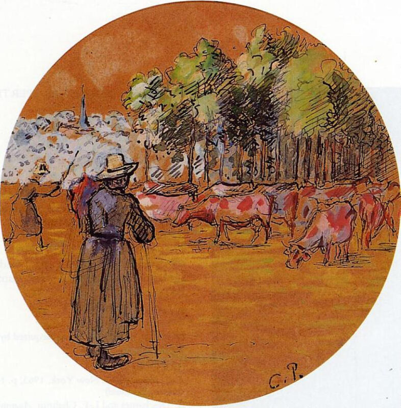 Cowherds, Bazincourt (1890) - Camille Pissarro Tablo