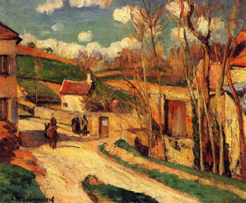 Crossroads at l'Hermitage, Pontoise (1876) - Camille Pissarro Tablo