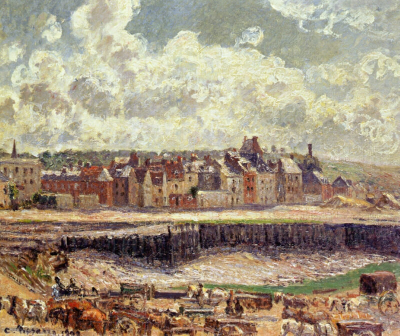 Dieppe, Dunquesne Basin, Sunlight Effect, Morning, Low Tide - Camille Pissarro Tablo