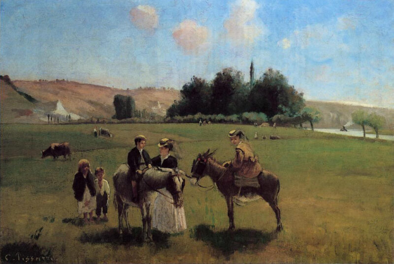 Donkey Ride at La Roche Guyon (1864) - Camille Pissarro Tablo