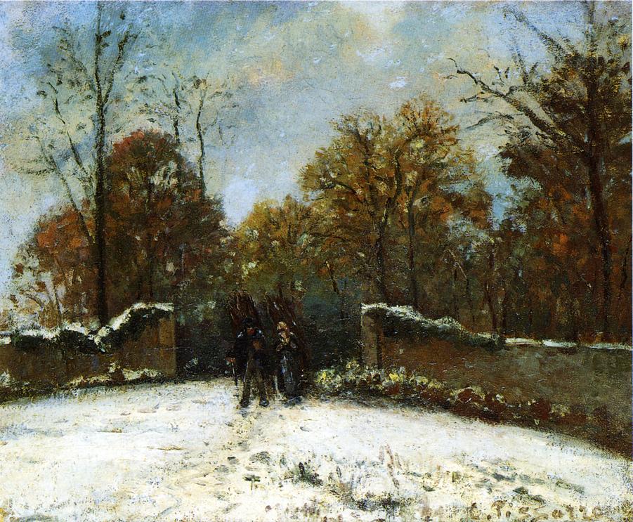Entering the Forest of Marly (Snow Effect) (1869) - Camille Pissarro Tablo