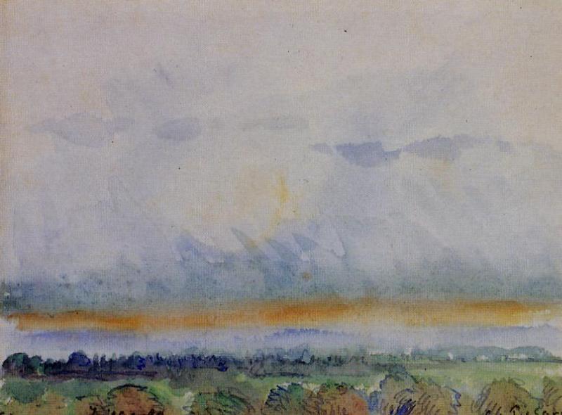 Eragny, Sunset (1890) - Camille Pissarro Tablo
