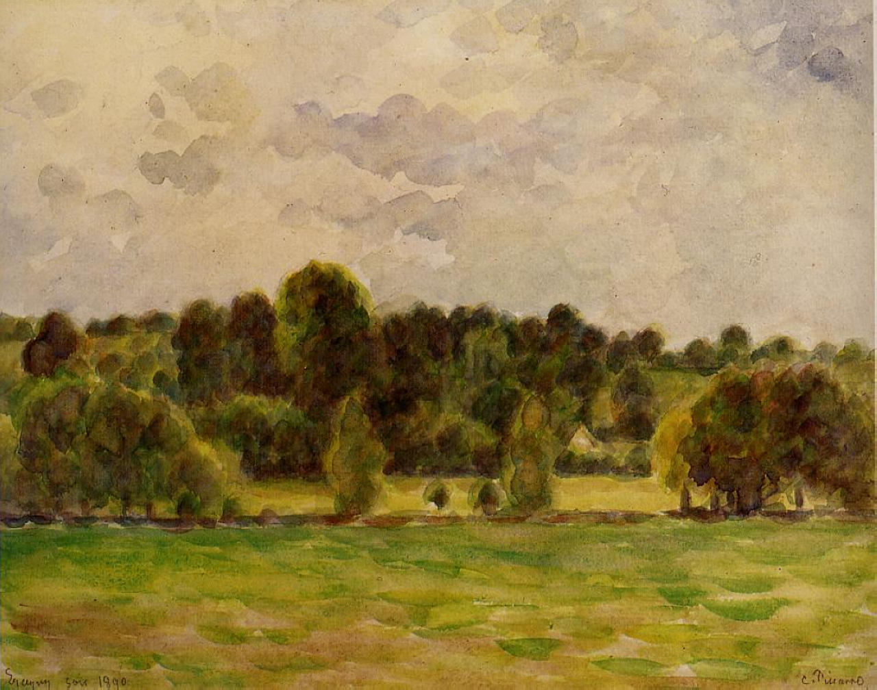 Eragny, Twilight (1890) - Camille Pissarro Tablo