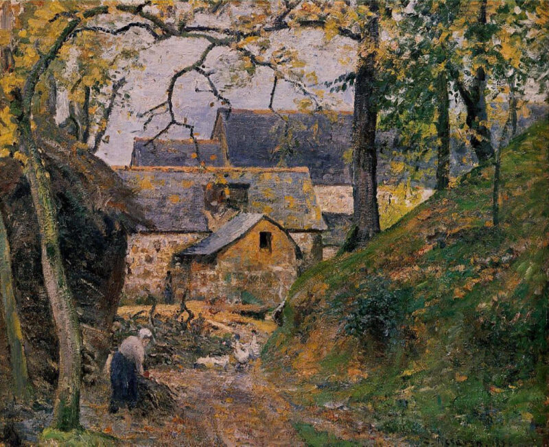 Farm at Montfoucault (1874) - Camille Pissarro Tablo