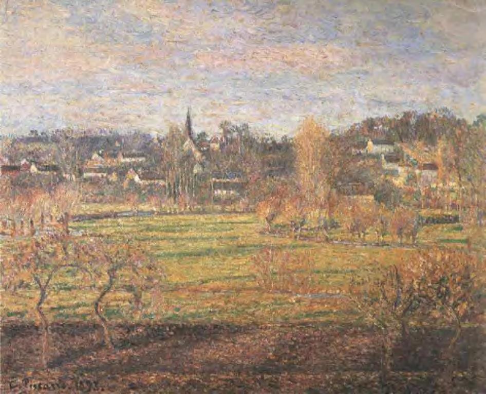 February, Sunrise, Bazincourt (1893) - Camille Pissarro Tablo