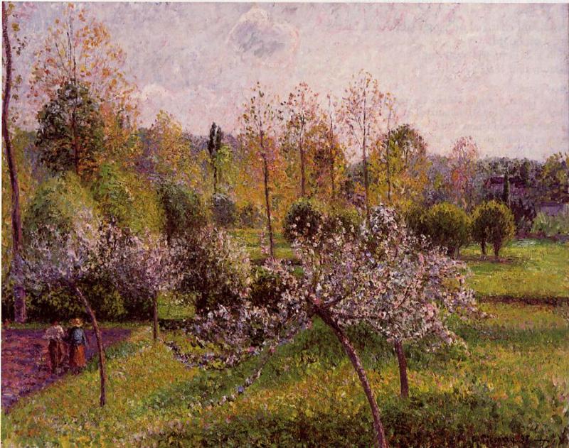 Flowering Apple Trees, Eragny (1895) - Camille Pissarro Tablo