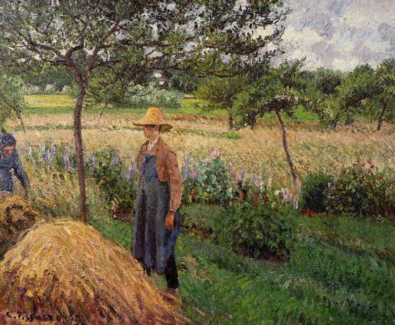 Grey Weather, Morning with Figures, Eragny (1899) - Camille Pissarro Tablo