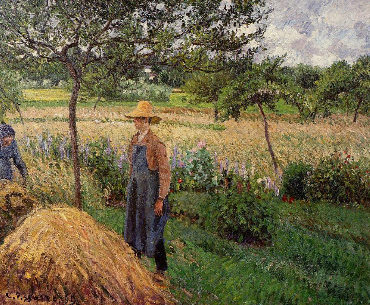 Grey Weather, Morning with Figures, Eragny (1899) - Camille Pissarro Tablo