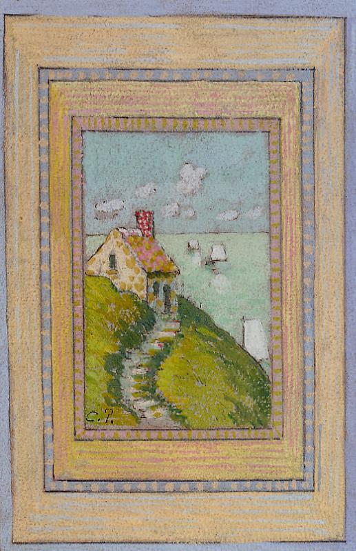 House on a Cliff (1883) - Camille Pissarro Tablo
