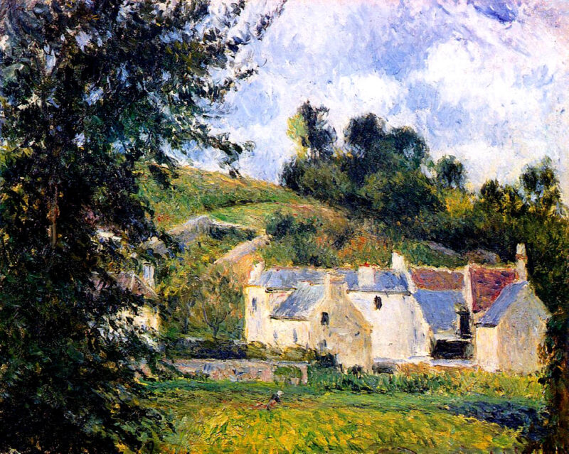 Houses of l'Hermitage, Pontoise (1879) - Camille Pissarro Tablo