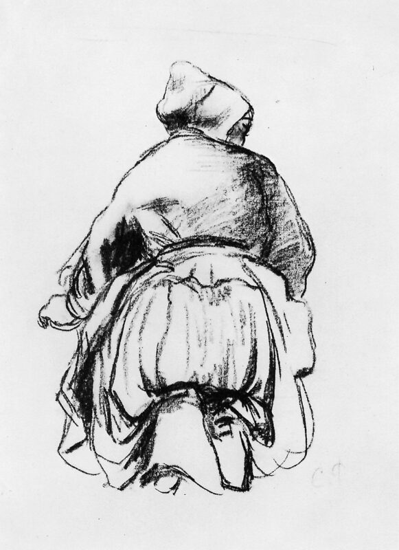 Kneeling woman - Camille Pissarro Tablo