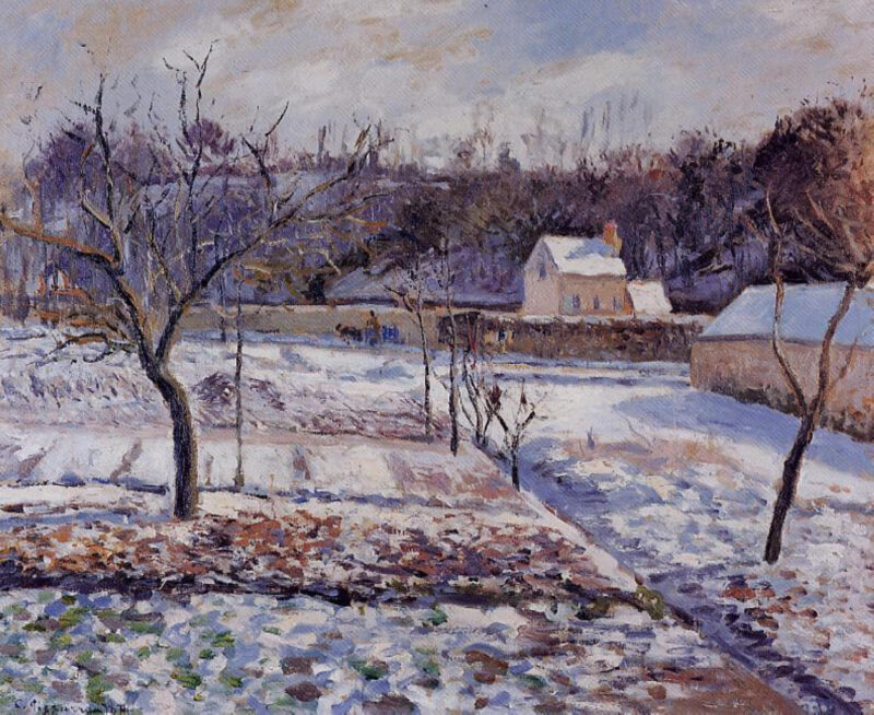 L'Hermitage, Pontoise Snow Effect (1874) - Camille Pissarro Tablo