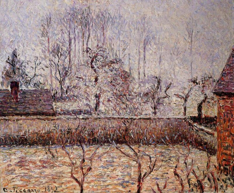 Landscape, Frost and Fog, Eragny (1892) – Camille Pissarro Tablo