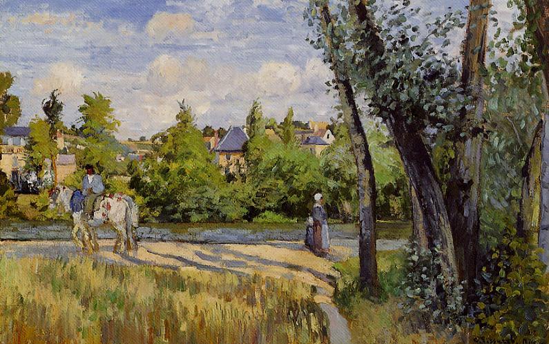 Landscape, Bright Sunlight, Pontoise (1874) - Camille Pissarro Tablo