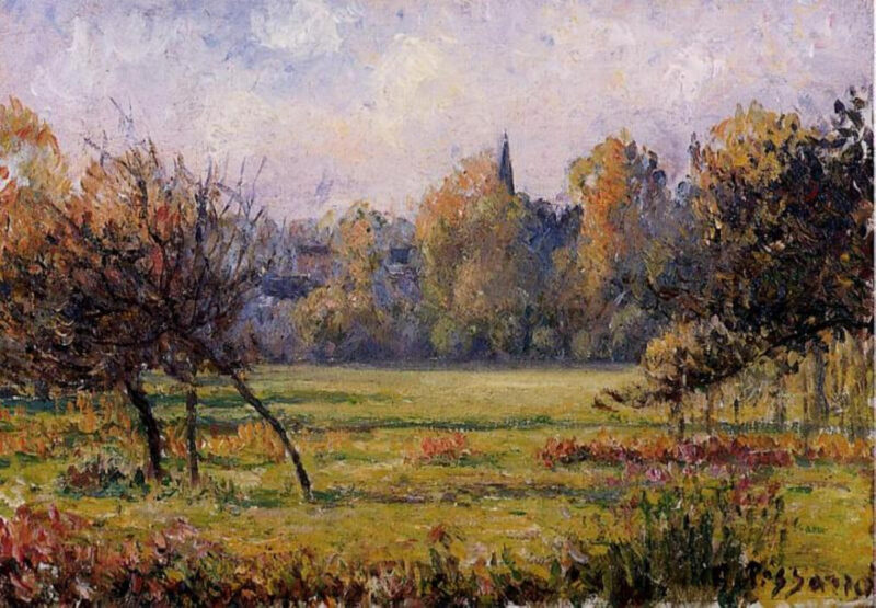 Landscape at Bazincourt - Camille Pissarro Tablo