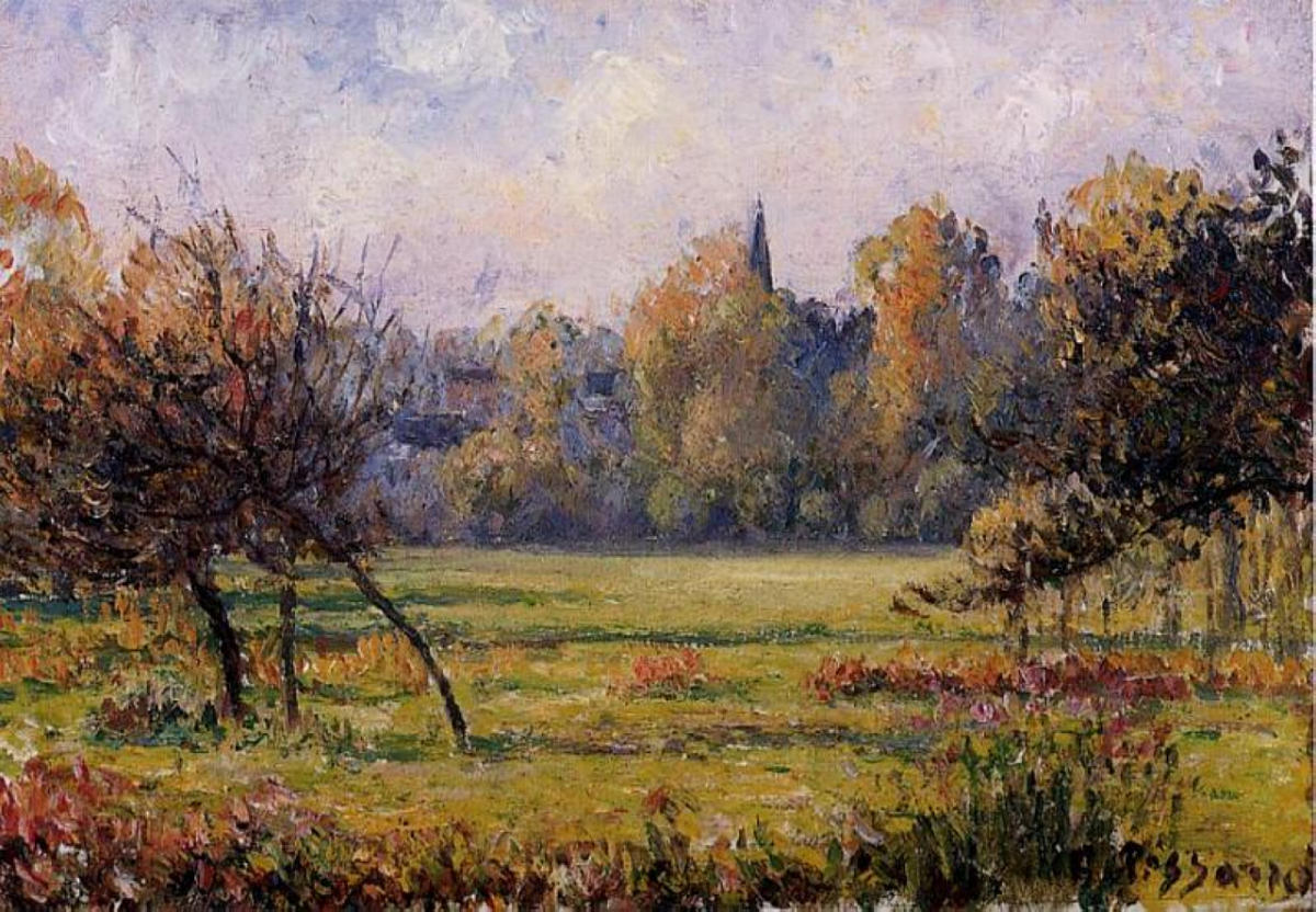 Landscape at Bazincourt - Camille Pissarro Tablo