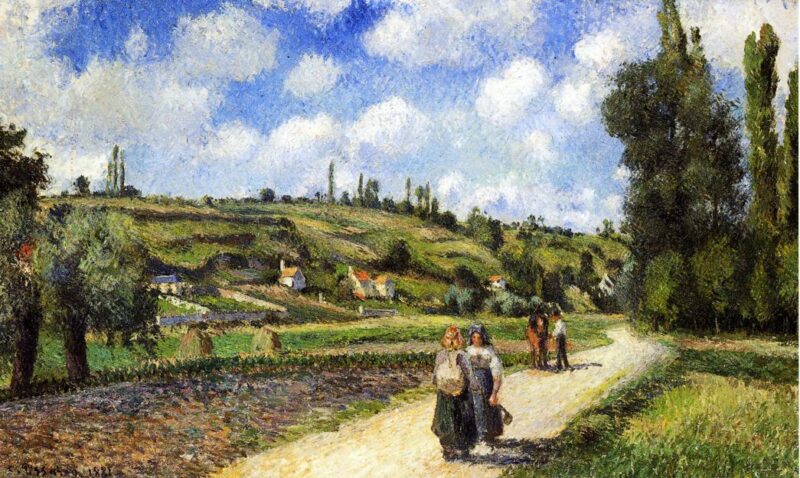 Landscape near Pontoise, the Auvers Road (1881) - Camille Pissarro Tablo