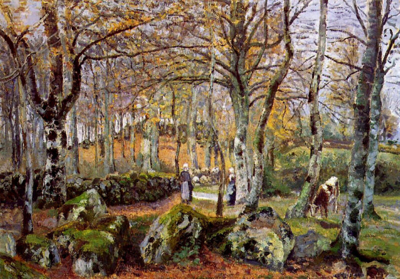 Landscape with Rocks, Montfoucault (1874) - Camille Pissarro Tablo