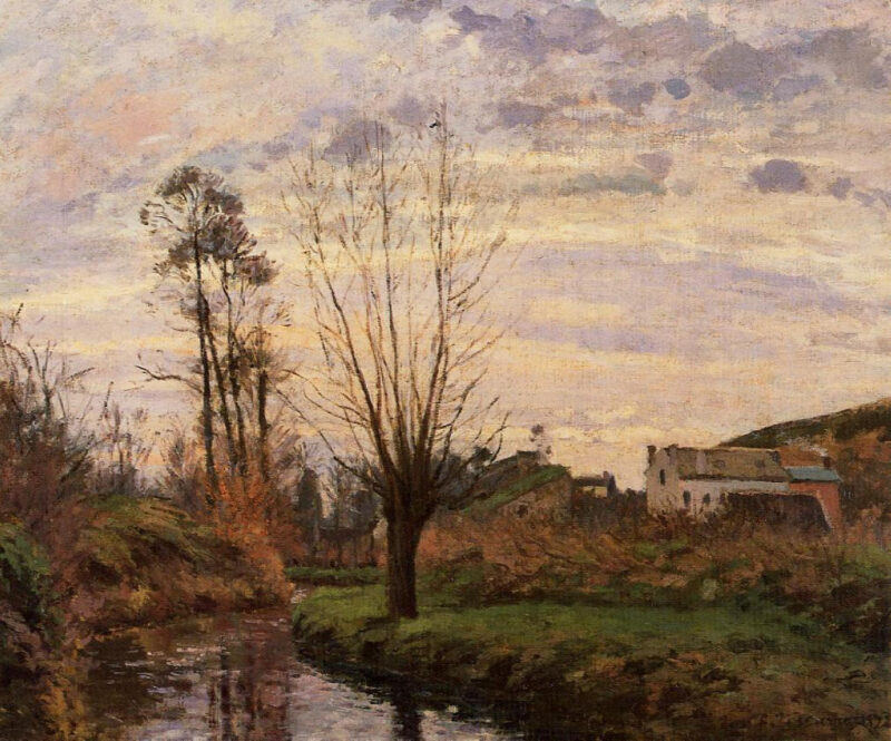 Landscape with Small Stream (1872) - Camille Pissarro Tablo