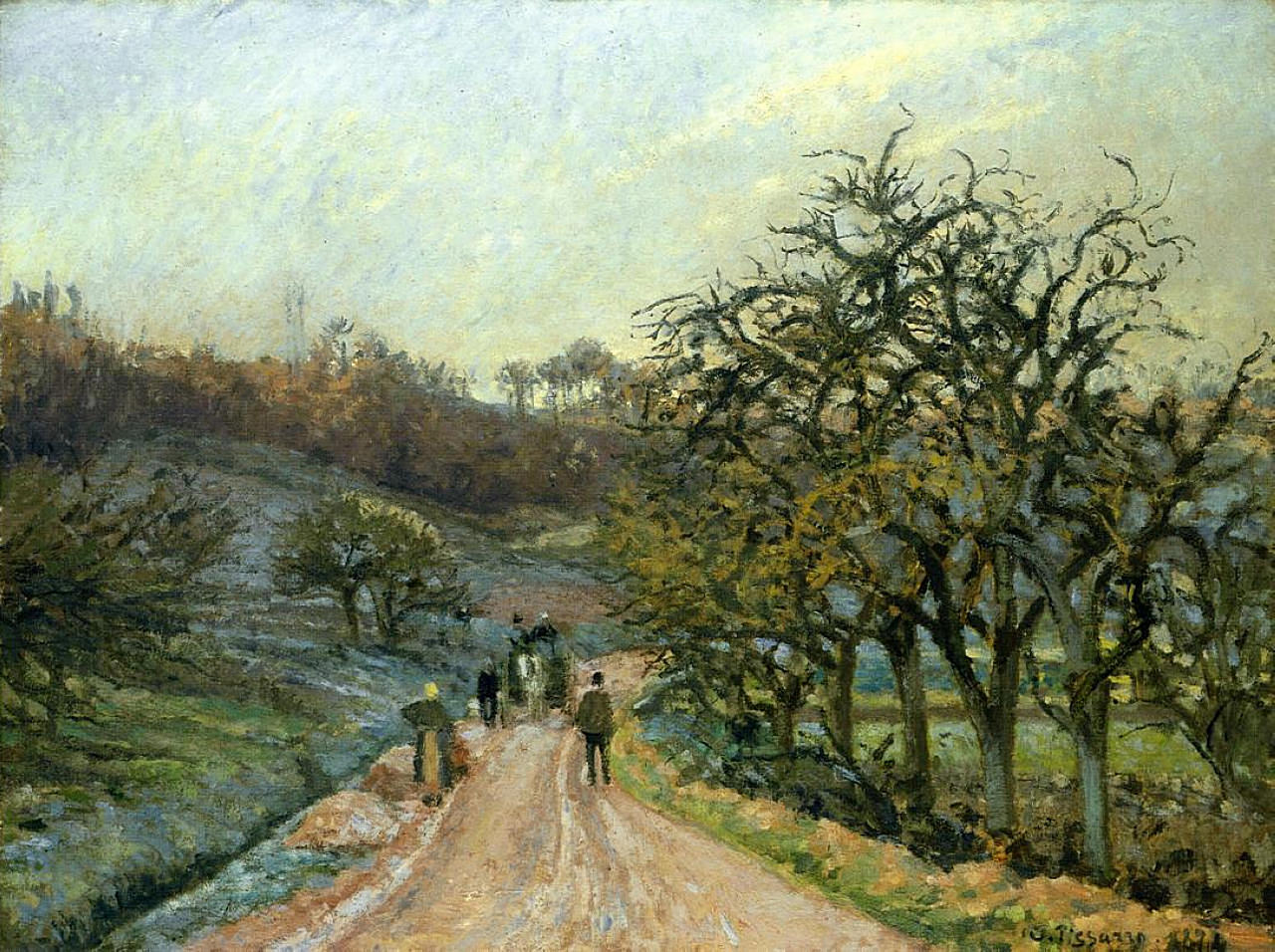 Lane of Apple Trees near Osny, Pontoise (1874) – Camille Pissarro Tablo