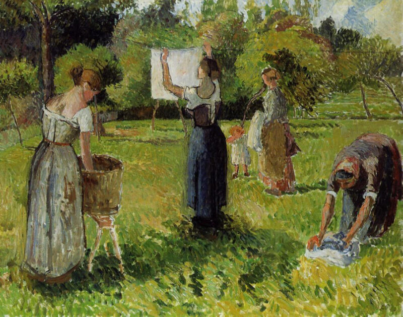 Laundresses at Eragny (1901) – Camille Pissarro Tablo