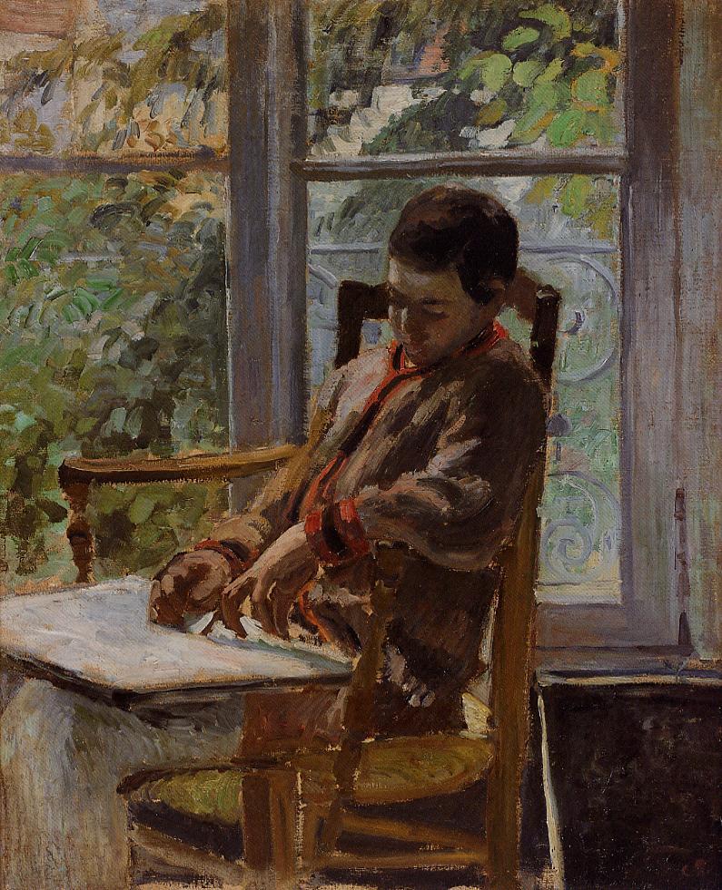 Lucien Pissarro in an Interior (1875) - Camille Pissarro Tablo