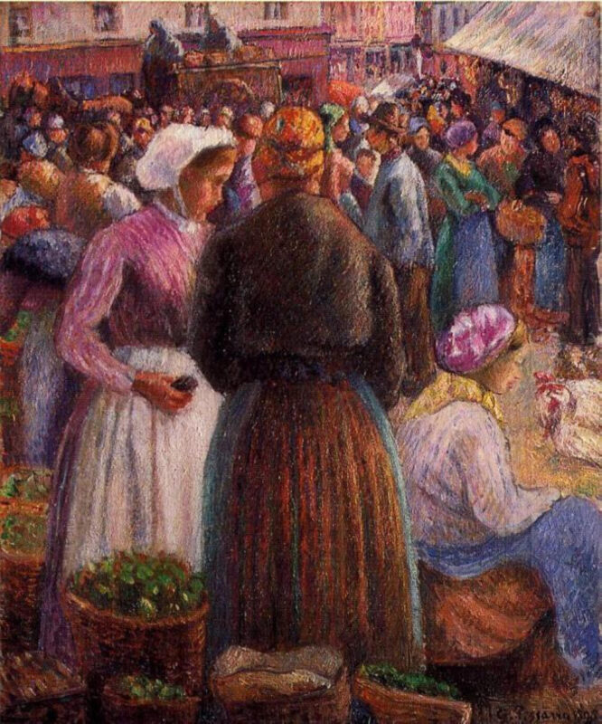 Market at Pontoise (1895) - Camille Pissarro Tablo