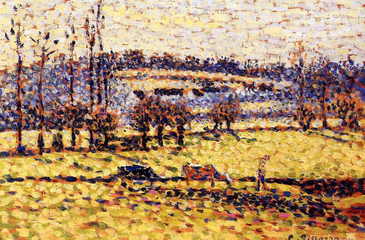 Meadow at Bazincourt (1886) - Camille Pissarro Tablo