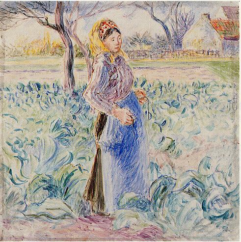 Peasant Woman in a Cabbage Patch (1884) - Camille Pissarro Tablo