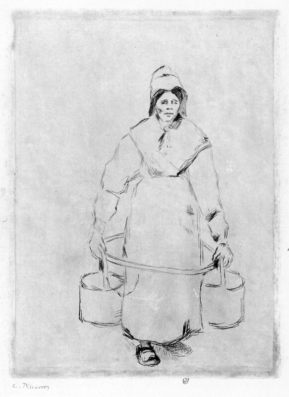 Peasant woman at the well - Camille Pissarro Tablo