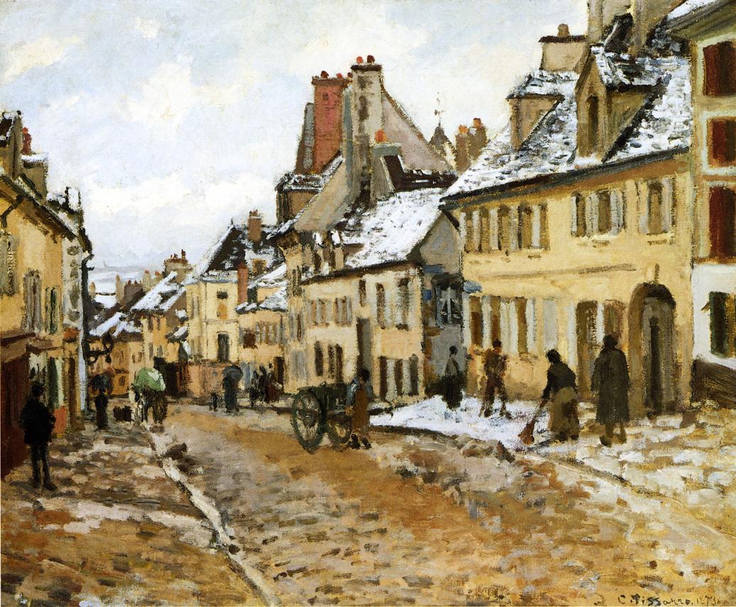 Pontoise, the Road to Gisors in Winter (1873) - Camille Pissarro Tablo