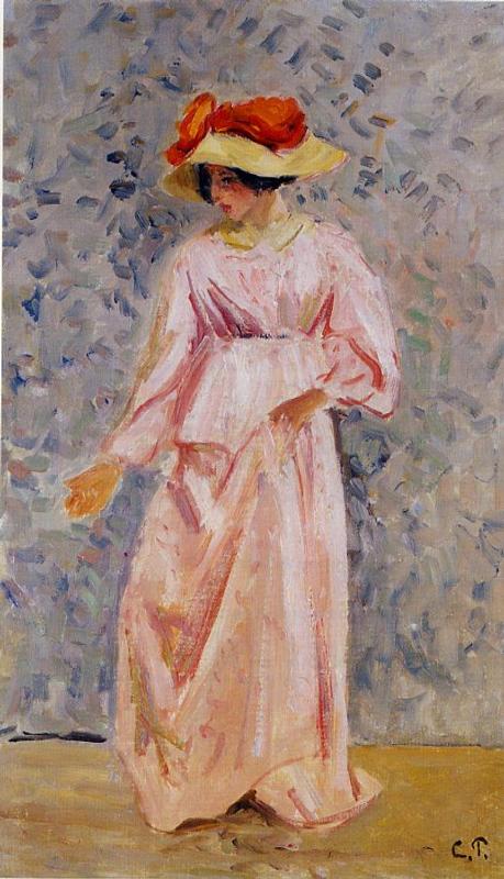Portrait of Jeanne in a Pink Robe (1897) - Camille Pissarro Tablo