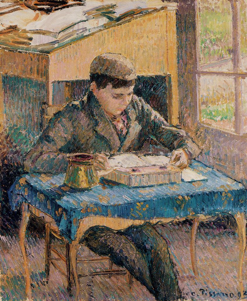 Portrait of Rodo Reading (1893) - Camille Pissarro Tablo