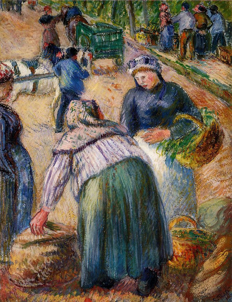 Potato Market, Boulevard des Fosses, Pontoise (1882) - Camille Pissarro Tablo